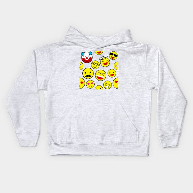 funny clown emojis happy face Kids Hoodie by gossiprag